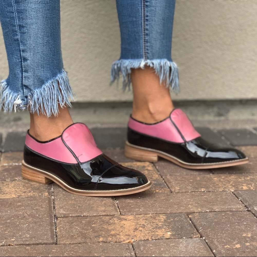 NIB Colorblock Patent Leather Boyfriend Oxford - Picture 5 of 8